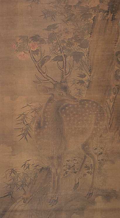 佚名 鹿 立轴